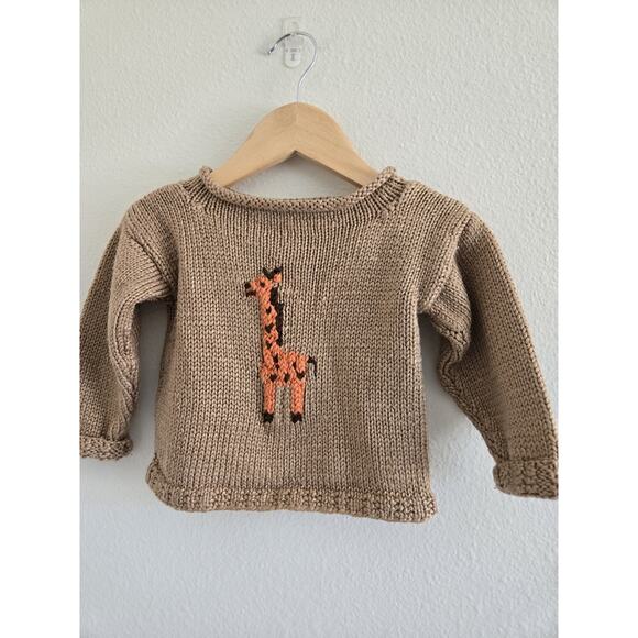 12 Month Hand Knit Giraffe Baby Sweater - Picture 2 of 4